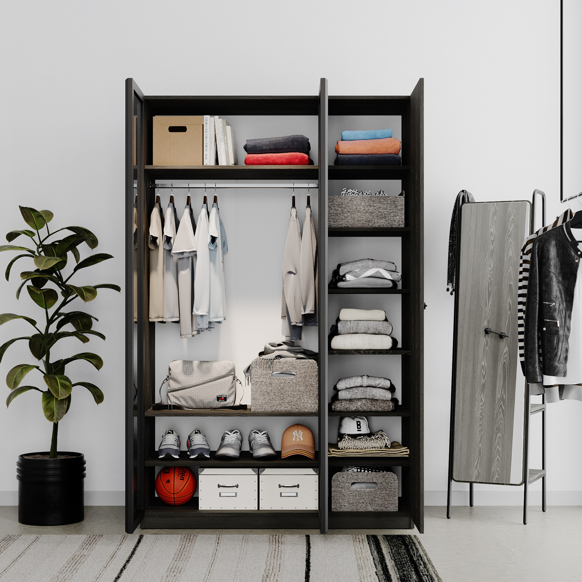 PLUS 3 DOORS WRD CABINET U DARK_OAK