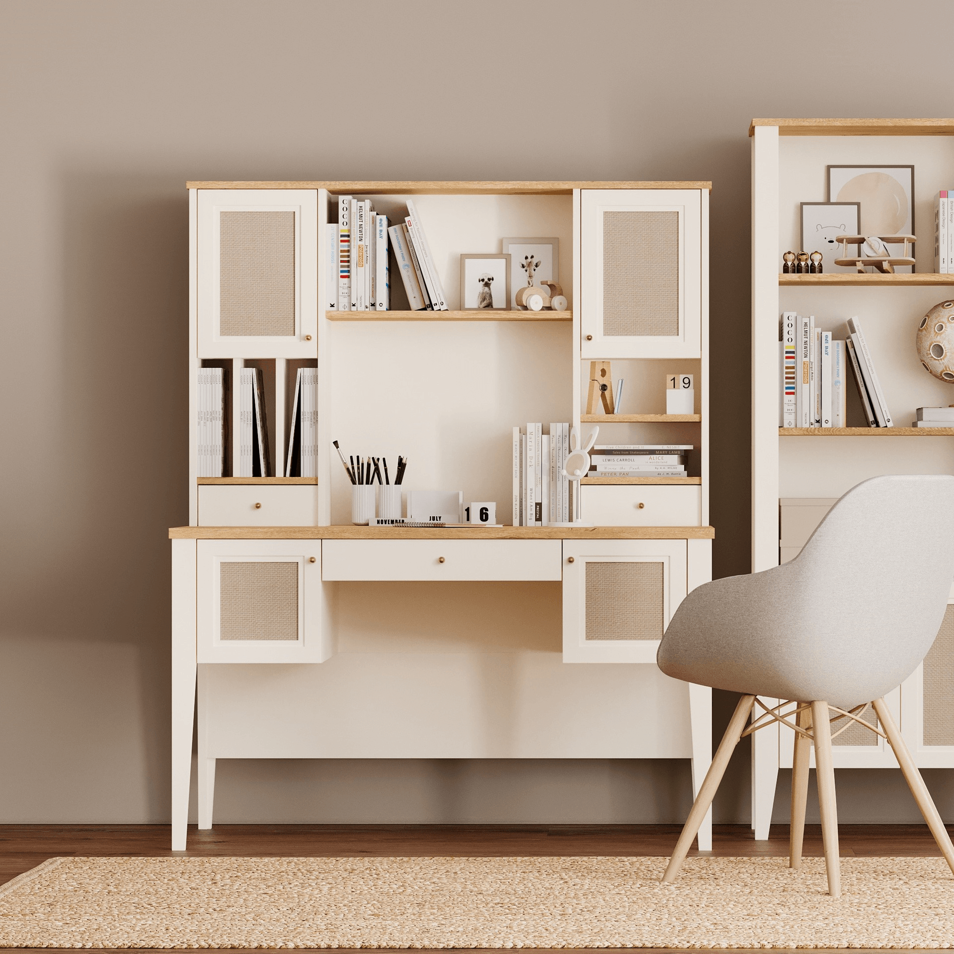 CORSO STUDY DESK AND TOP UNIT LARGE L CREAM