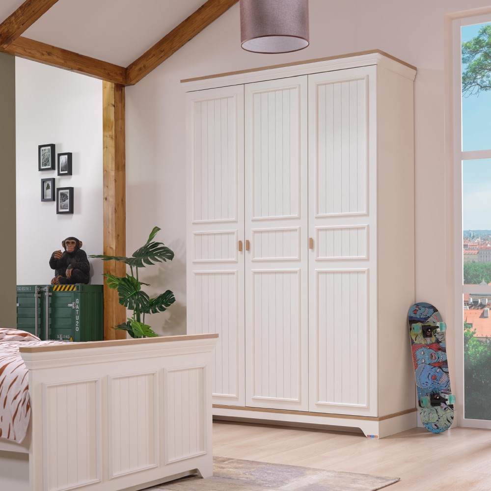 MONTE 3 DOORS WARDROBE CREAM