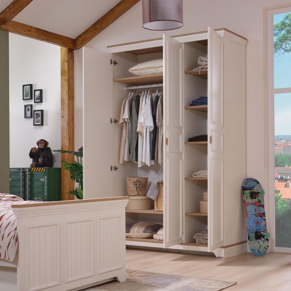 MONTE 3 DOORS WARDROBE CREAM