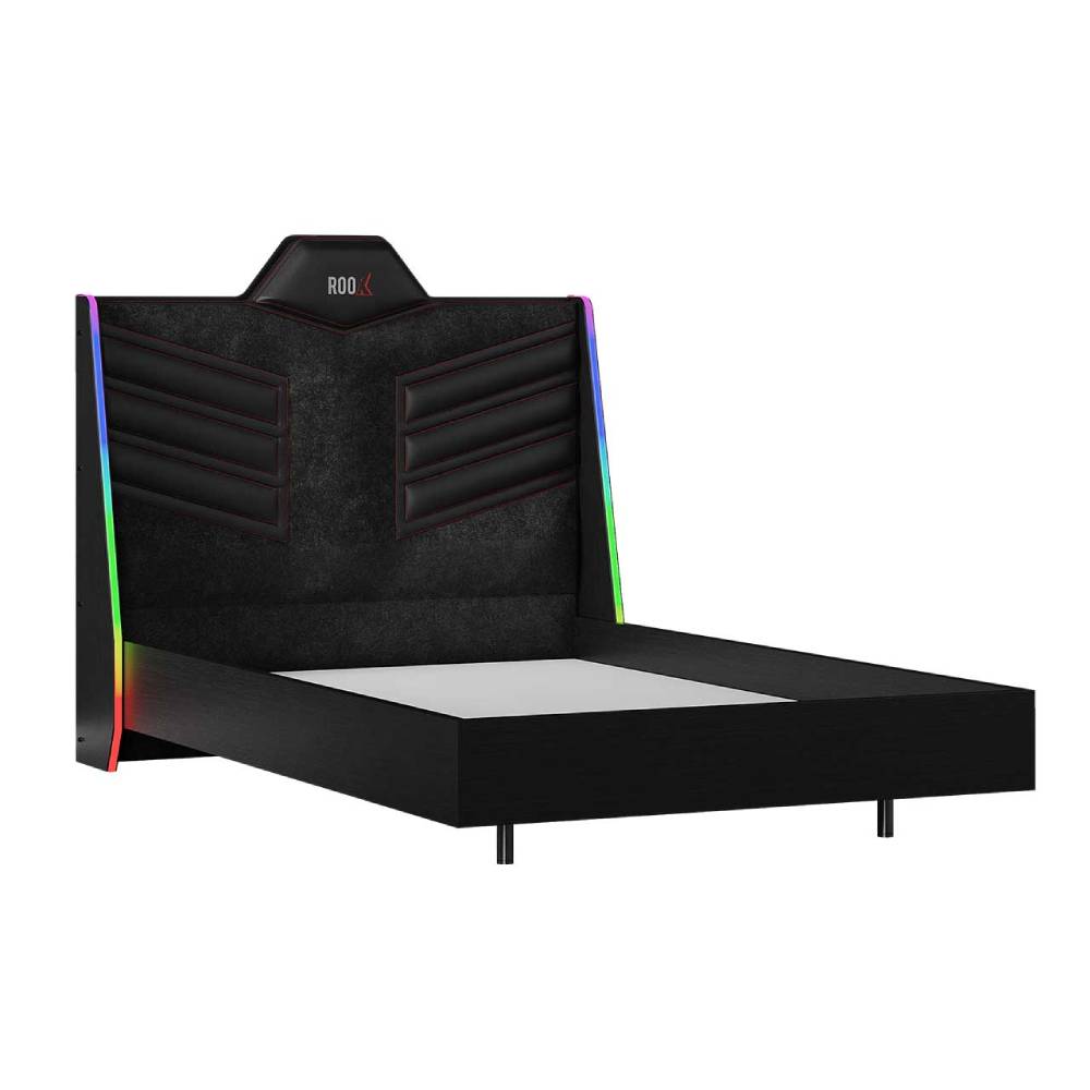 ROOX 120X200 BED FRAME &HB WITH LED LIGHT U BLACK