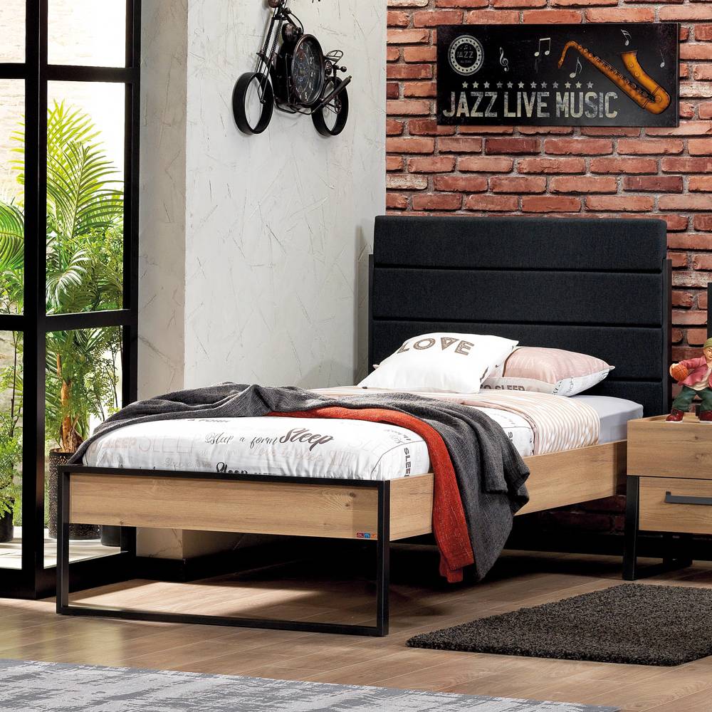 IRONY 100*200 VERTICAL BED FRAME &HB U OAK